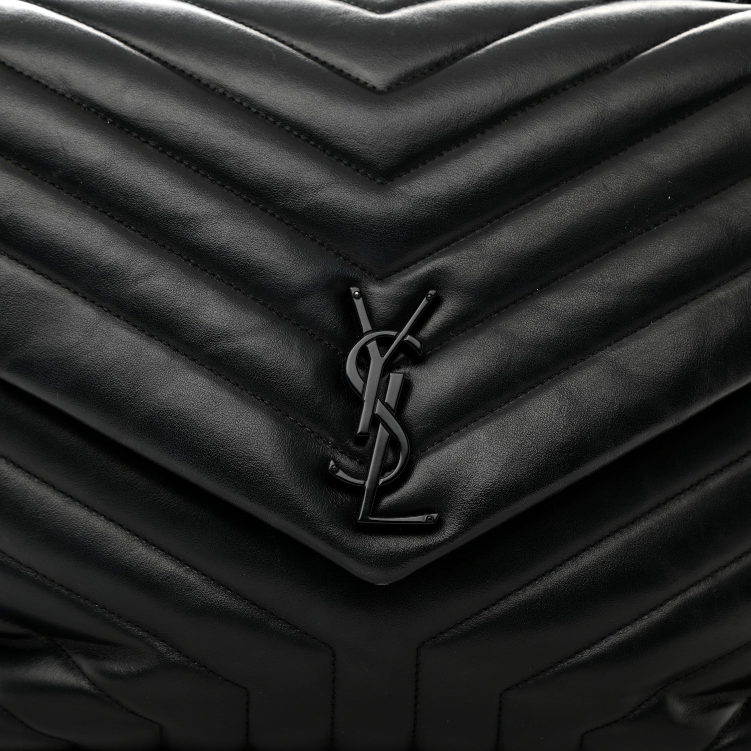 Saint Laurent Calfskin Y Quilted Monogram Monochrome Large Loulou Chain Satchel Black 8 of 10