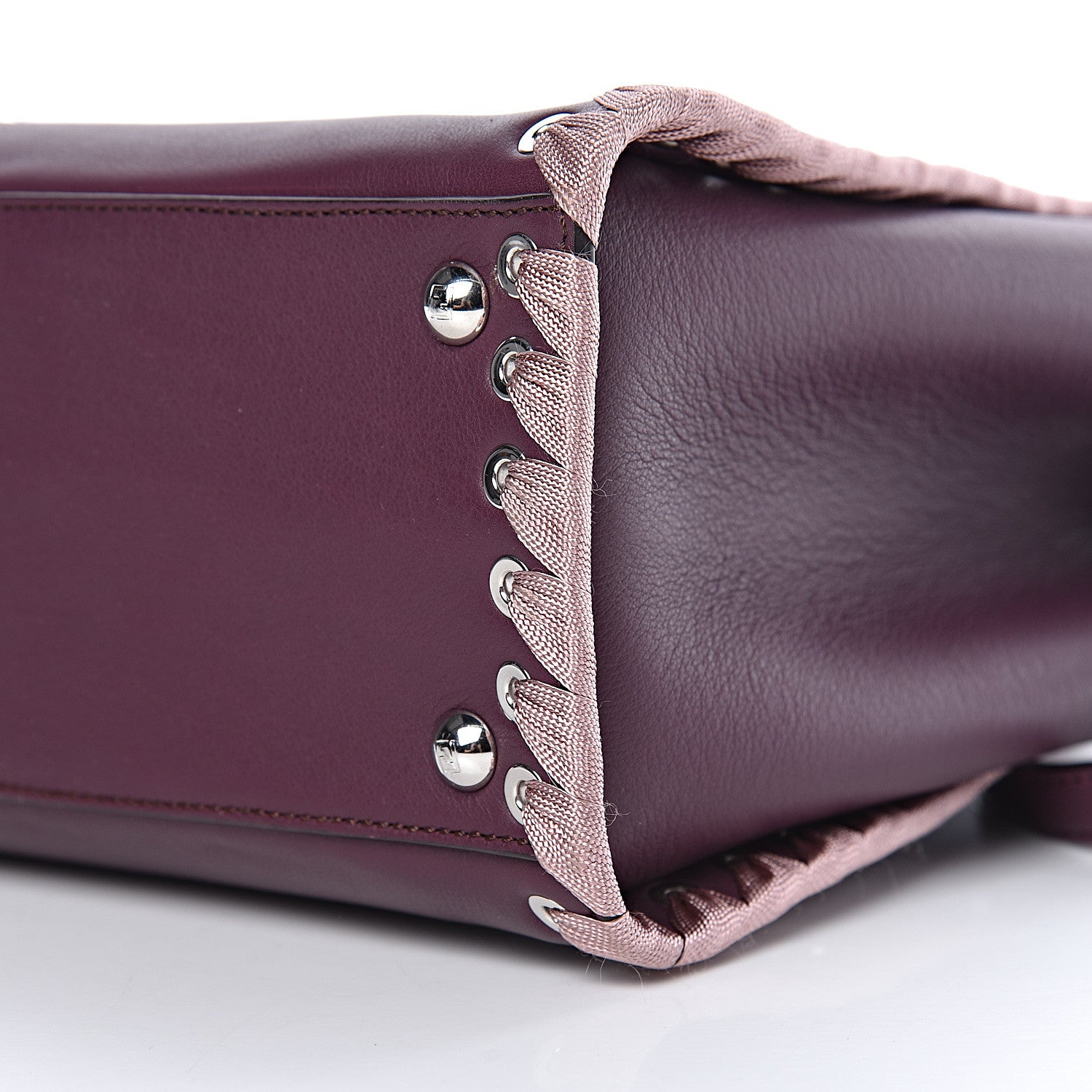 Fendi Vitello Dolce Ribbon Lace Up Petite 2Jours Tote Dark Red Rosa Doll 11 of 11