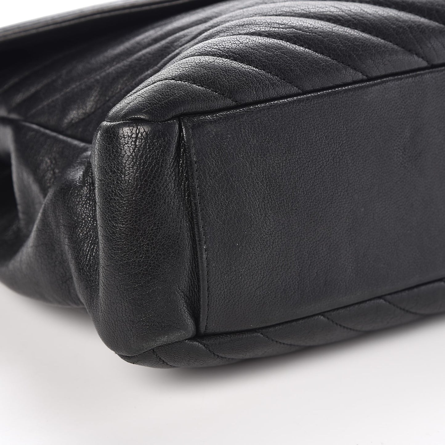 Sheepskin Matelasse Chevron Monogram Large College Satchel Black