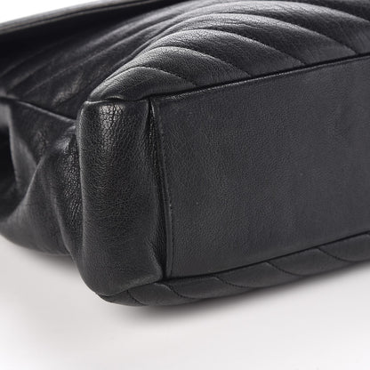 Saint Laurent Sheepskin Matelasse Chevron Monogram Large College Satchel Black 11 of 13