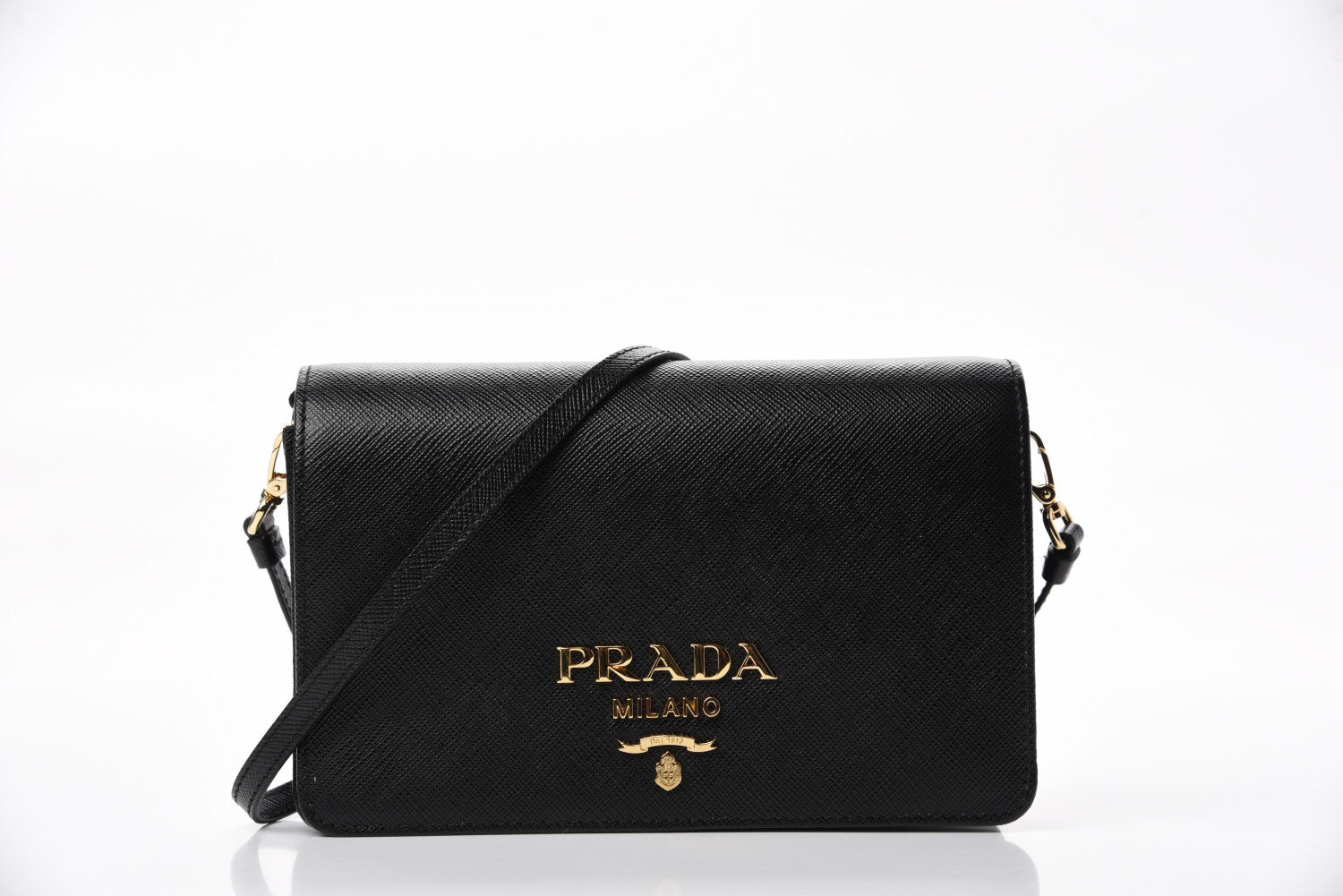 Prada Saffiano Lux Mini Shoulder Bag Black 1 of 14
