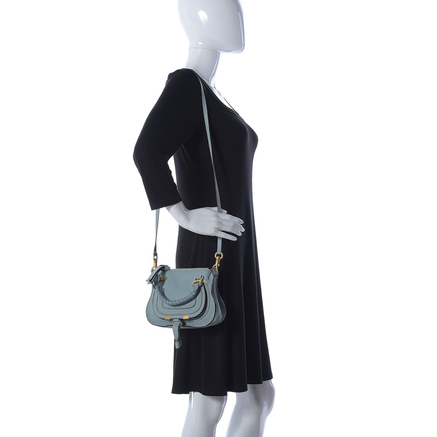 Calfskin Mini Marcie Satchel Mint Blue