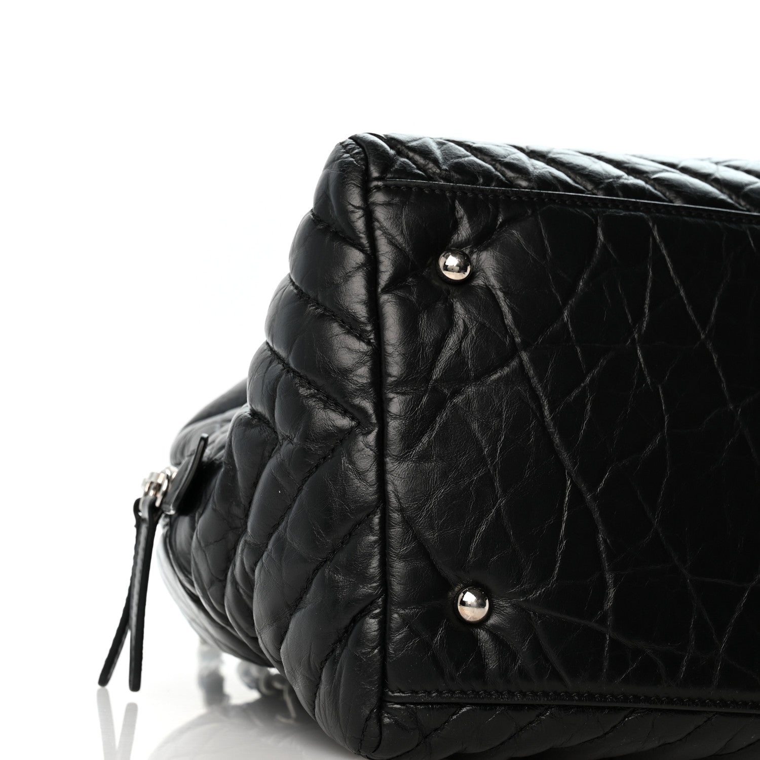 Chanel Aged Calfskin Chevron Medium Soft Bowling Bag Black 9 of 14