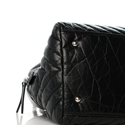 Chanel Aged Calfskin Chevron Medium Soft Bowling Bag Black 9 of 14