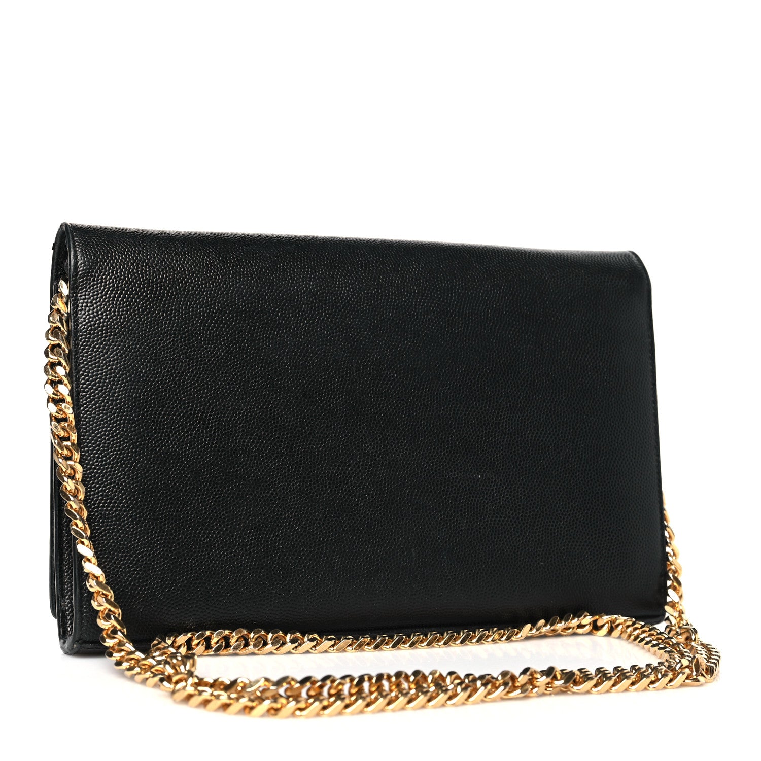Saint Laurent Grain De Poudre Monogram Chain Wallet Black 3 of 8