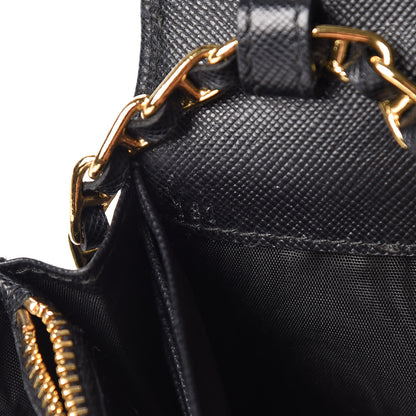 Prada Saffiano Metal Oro Chain Wallet Black 7 of 14