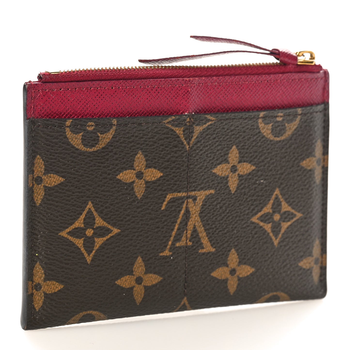 Monogram Zipped Card Holder Fuchsia