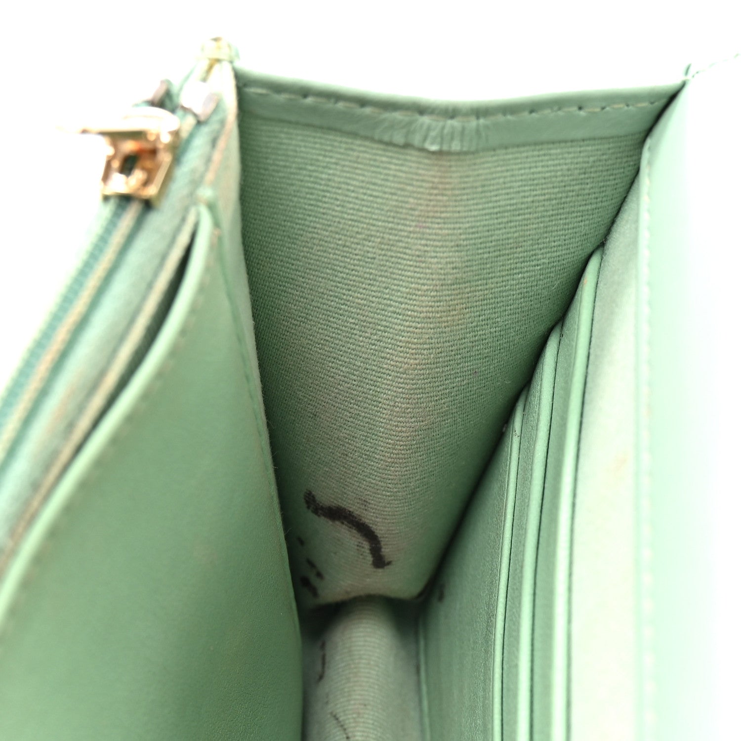 Chanel Shiny Calfskin Quilted Metal Top Handle Wallet On Chain WOC Light Green 12 of 15
