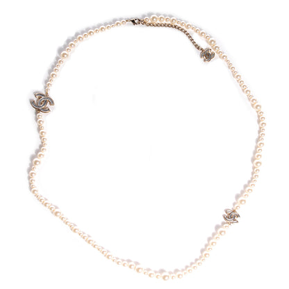 Chanel Resin Graduated Pearl CC Long Necklace Light Gold 1 of 6
