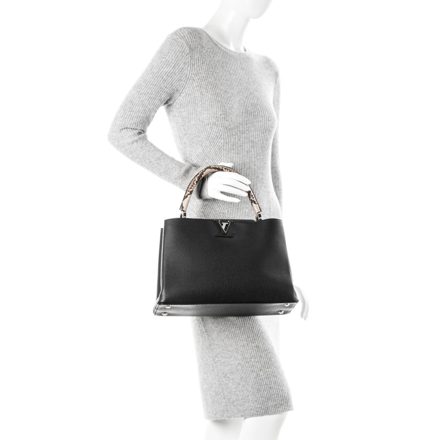 Louis Vuitton Taurillon Python Capucines MM Black 2 of 6