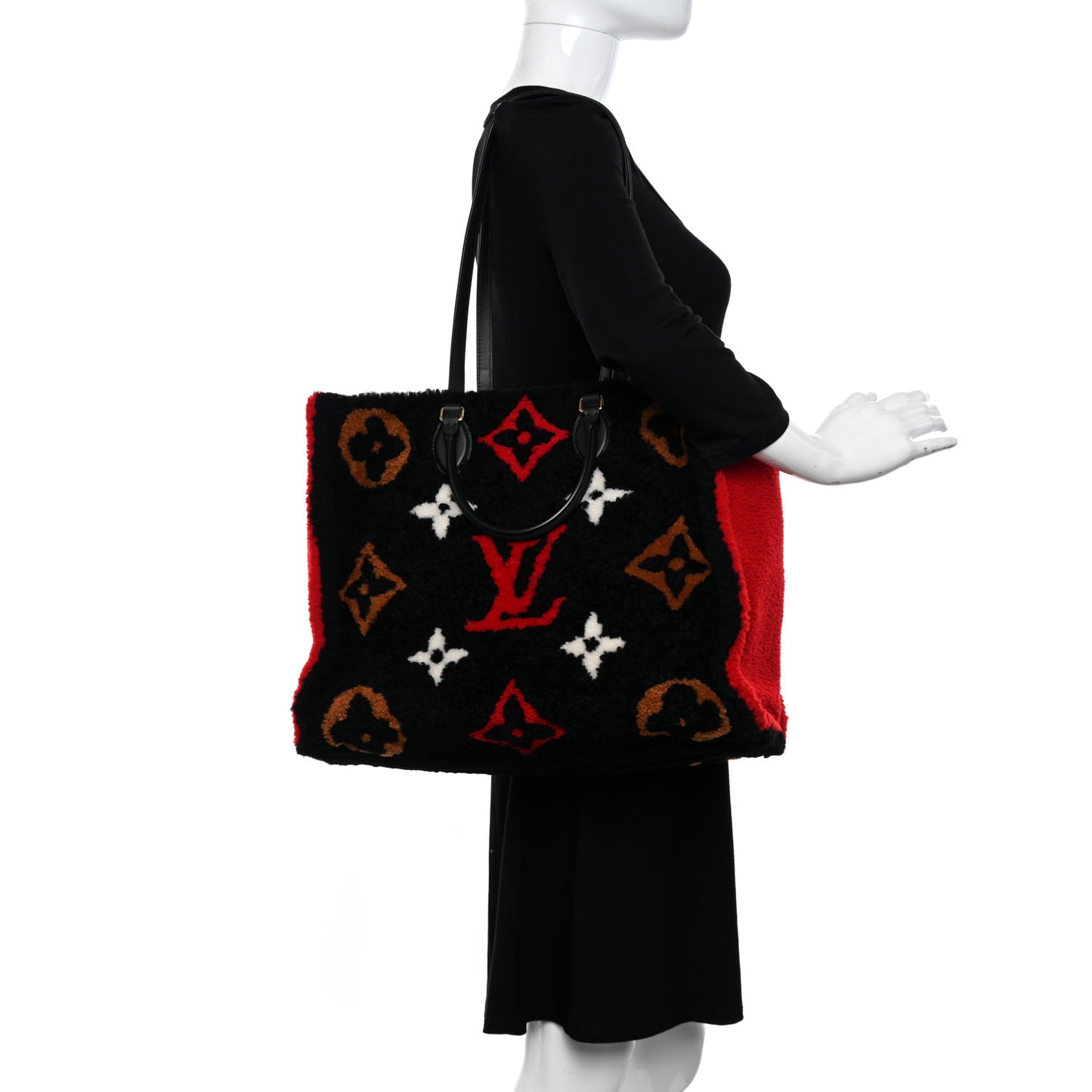 Shearling Monogram Giant Teddy Onthego GM Black Red