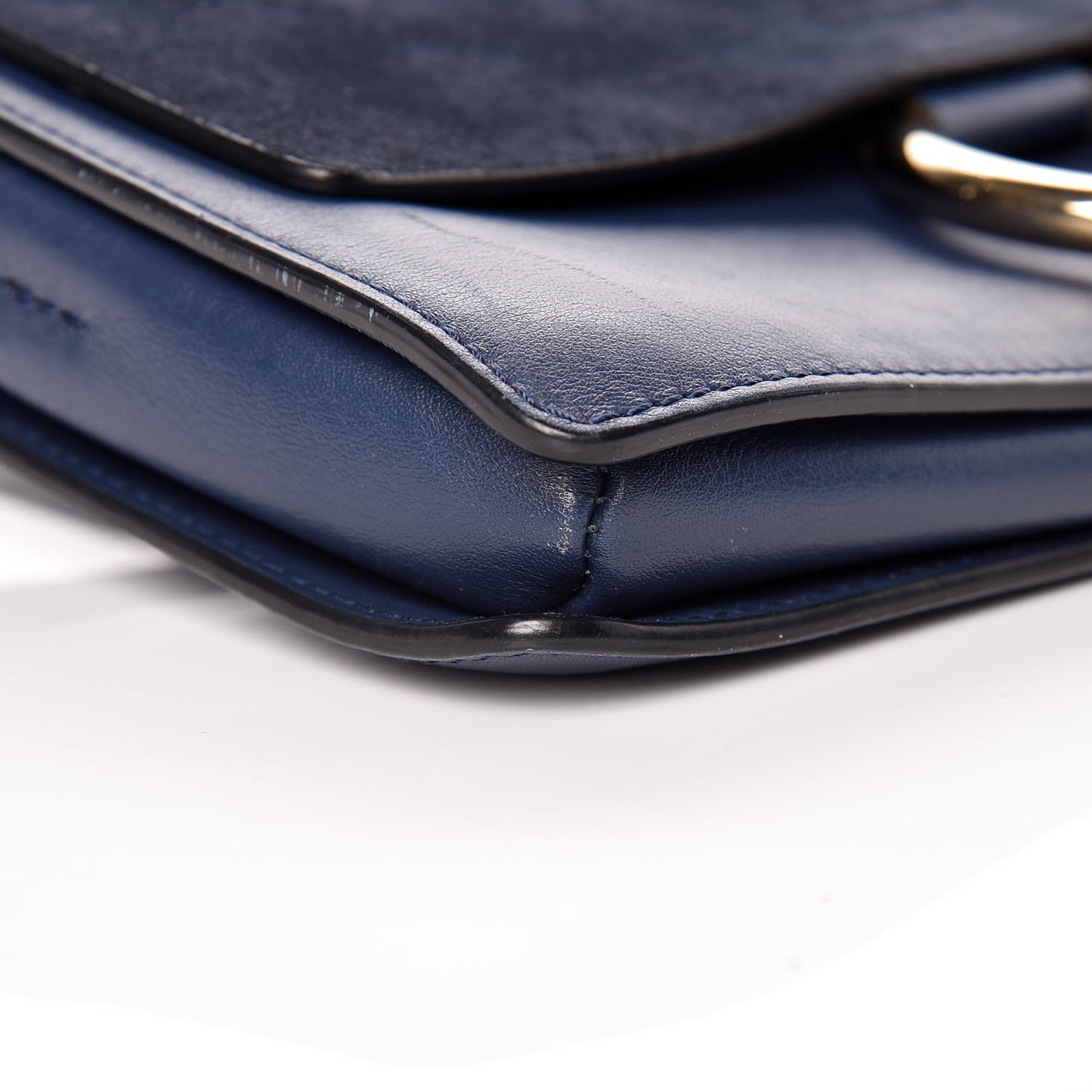 Suede Calfskin Small Faye Shoulder Bag Denim Blue
