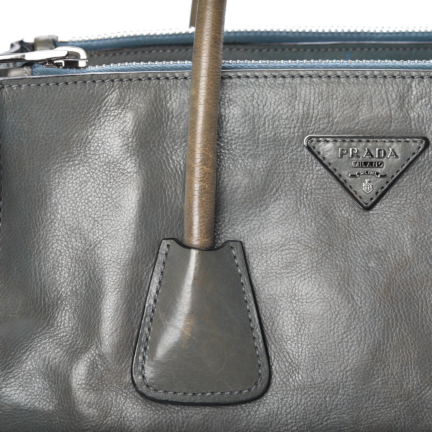 Prada Glace Calf Twin Pocket Tote Marine 14 of 15