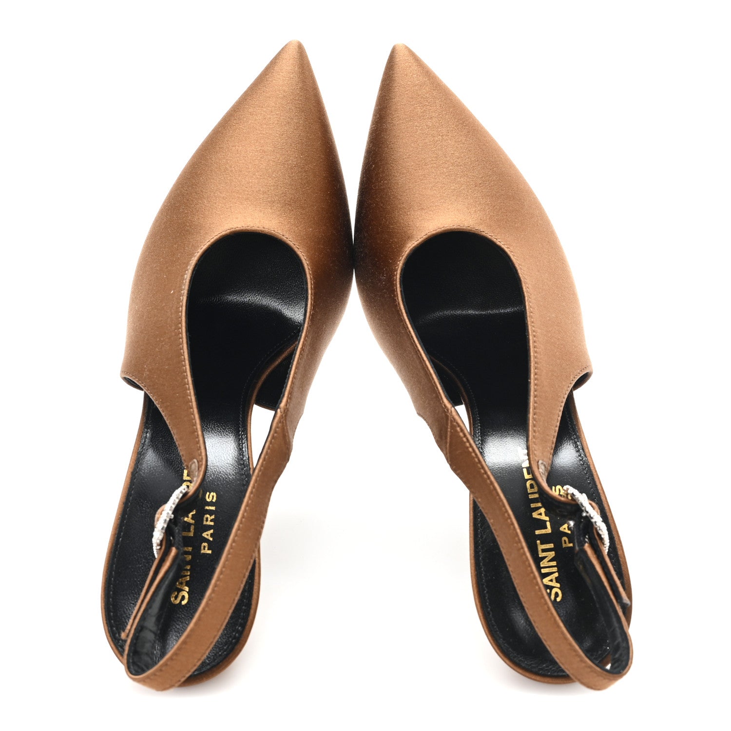 Saint Laurent Silk Satin Yasmeen 115 Slingback Pumps 36.5 Alpen Mou 2 of 10