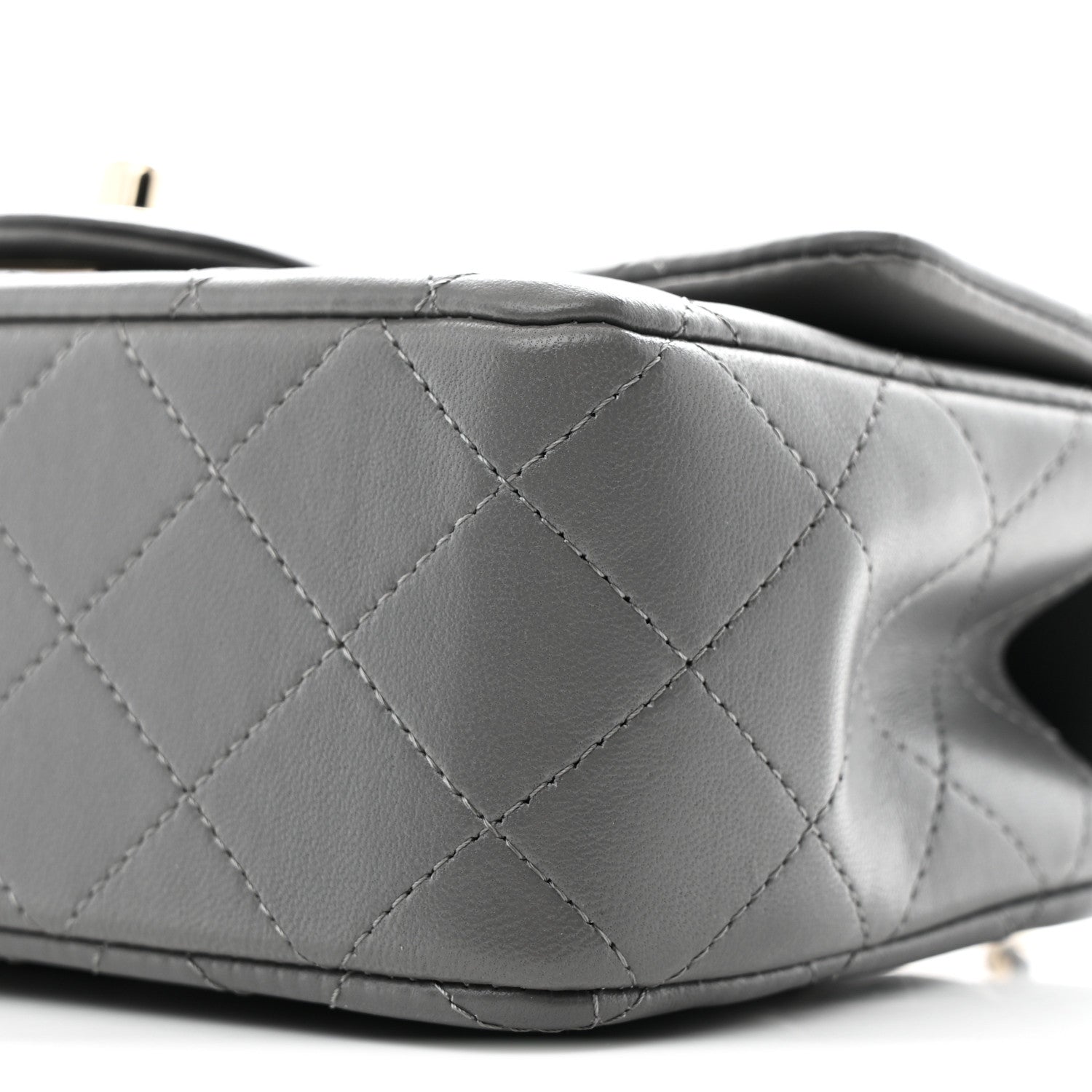 Chanel Lambskin Quilted Mini Top Handle Rectangular Flap Dark Grey 10 of 11