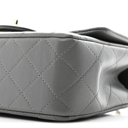 Chanel Lambskin Quilted Mini Top Handle Rectangular Flap Dark Grey 10 of 11