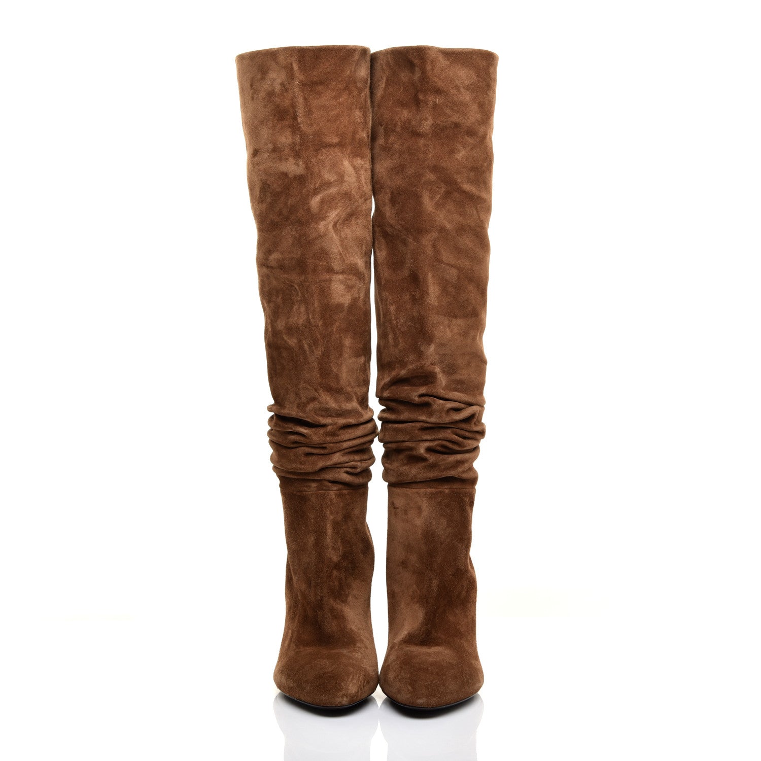 Saint Laurent Suede Mica Knee High Slouchy Boots 36.5 Brown 2 of 6