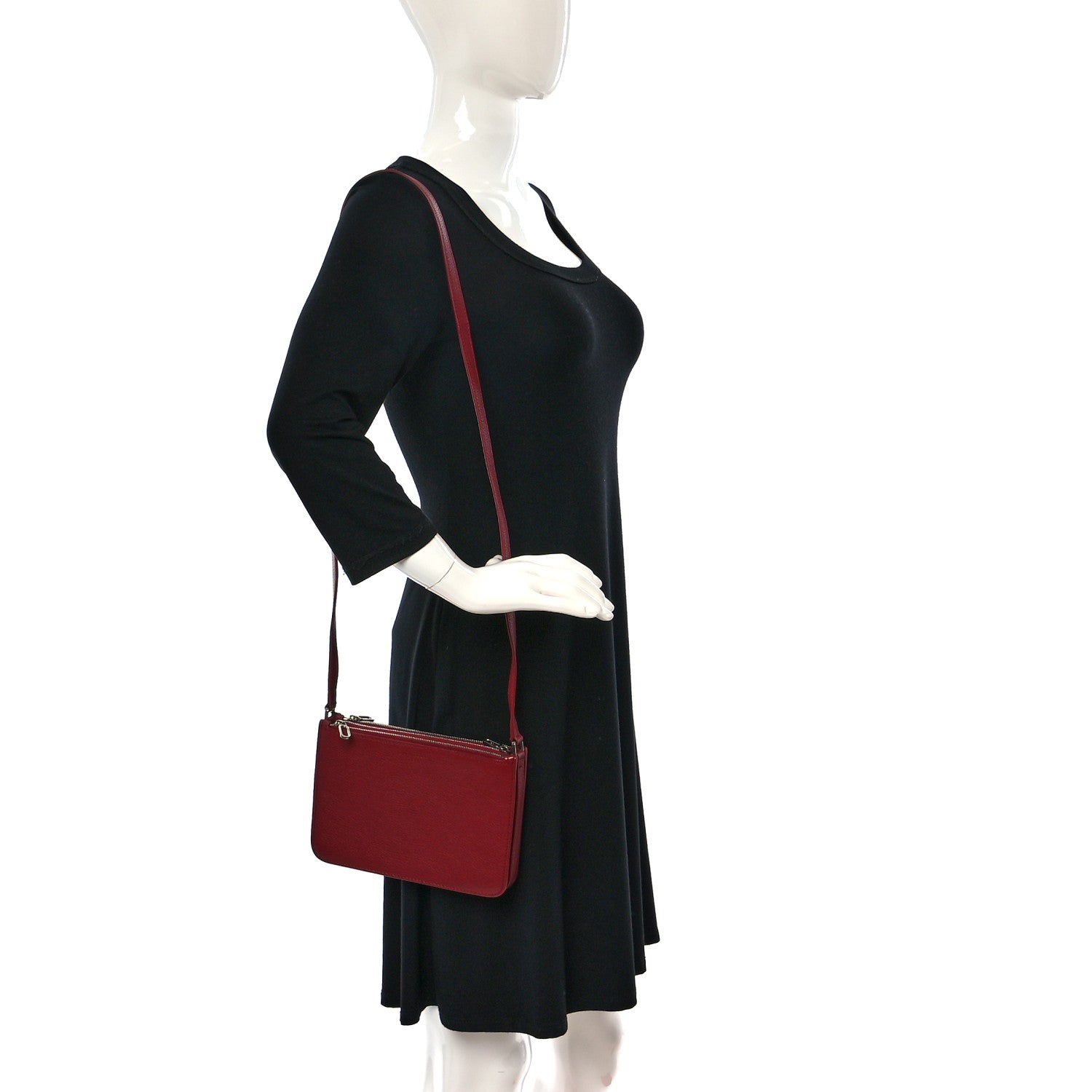 Burberry Grainy Goatskin Triple Zip Crossbody Bag Crimson 2 of 8