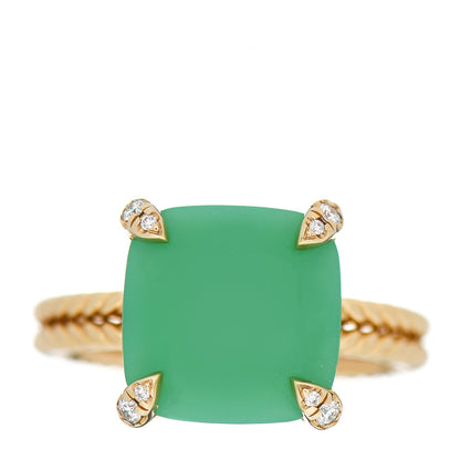 David Yurman 18K Yellow Gold Diamond Chrysoprase 11mm Chatelaine Ring 54 7 1 of 5