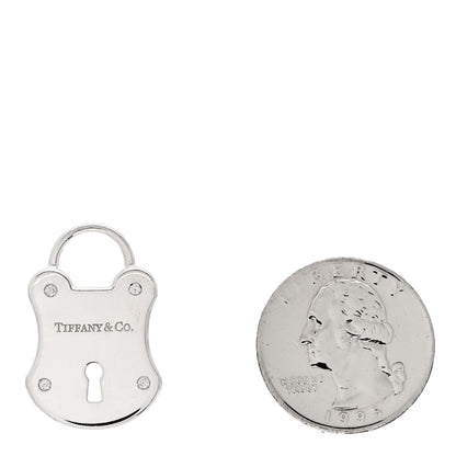 Tiffany Sterling Silver Diamond Emblem Lock Pendant 2 of 5
