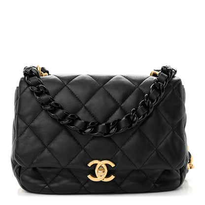 Chanel Lambskin Quilted Small Lacquered Chain Flap Black 1 of 10
