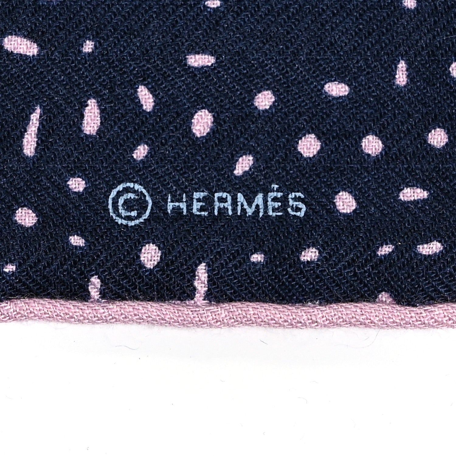 Hermes Silk Cashmere Clair De Lune Shawl 140 Marine Vieux Rose 4 of 5