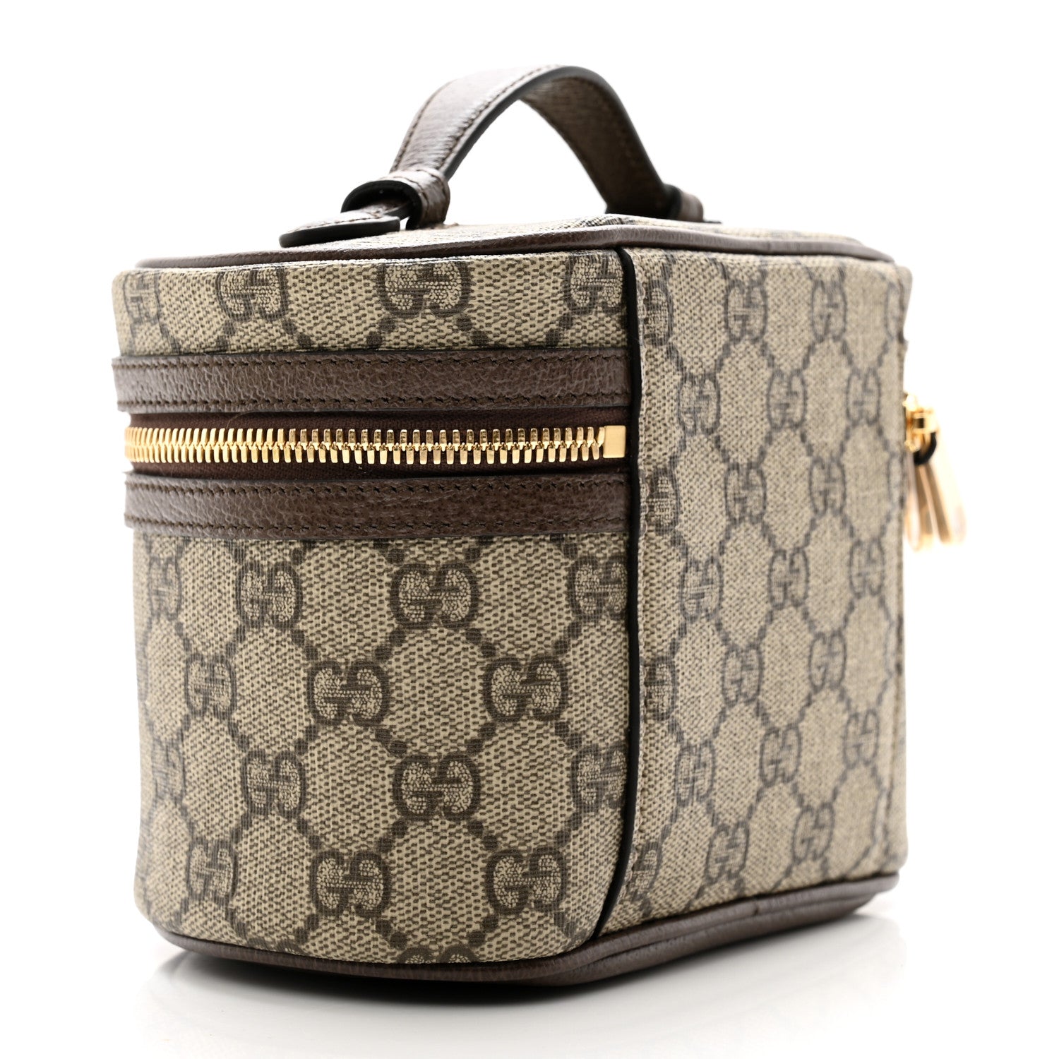 Gucci GG Supreme Monogram Textured Calfskin Web Ophidia Vanity Cosmetic Case Beige Ebony New Acero 3 of 8