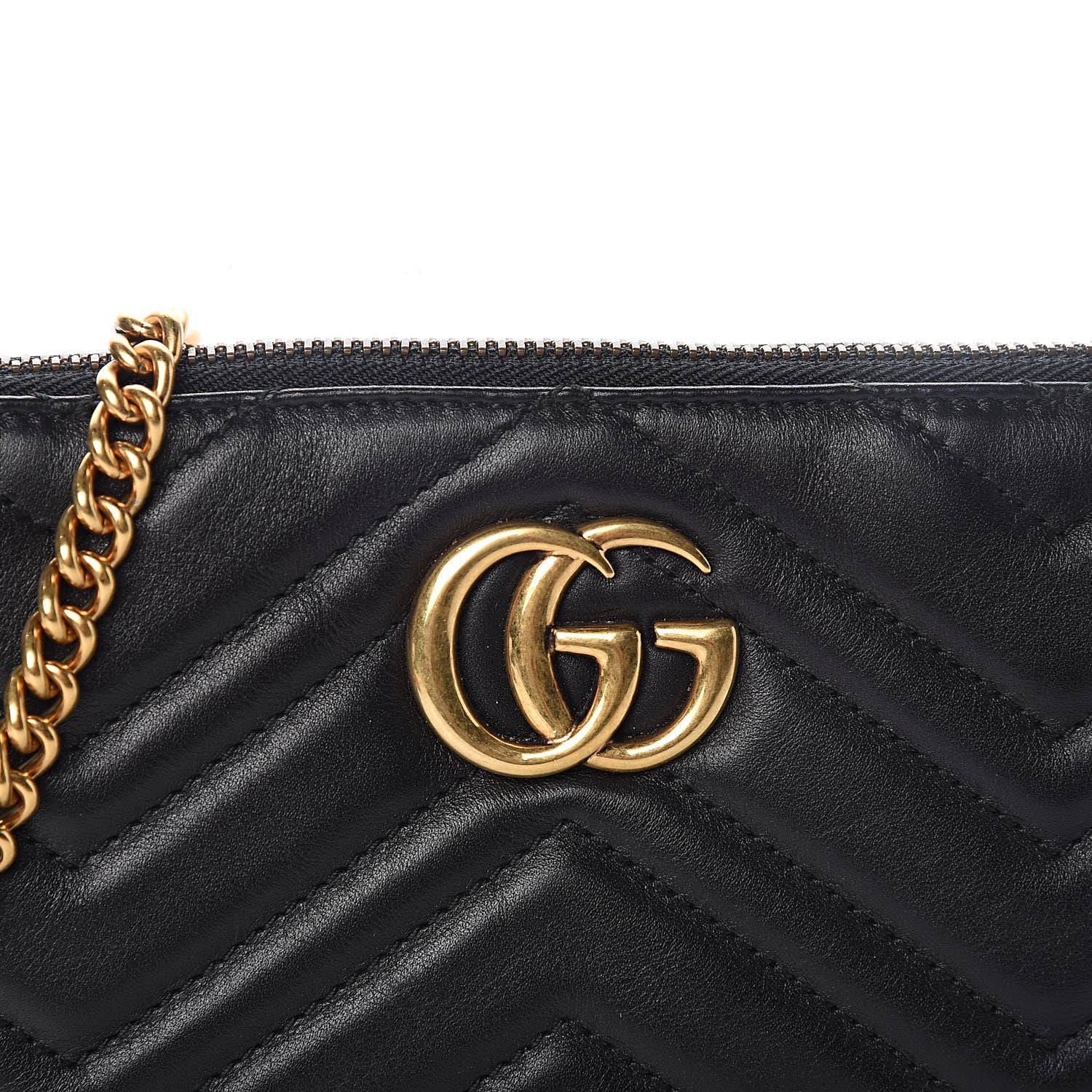Gucci Calfskin Matelasse Mini GG Marmont Chain Bag Black 11 of 12