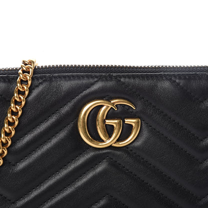 Gucci Calfskin Matelasse Mini GG Marmont Chain Bag Black 11 of 12