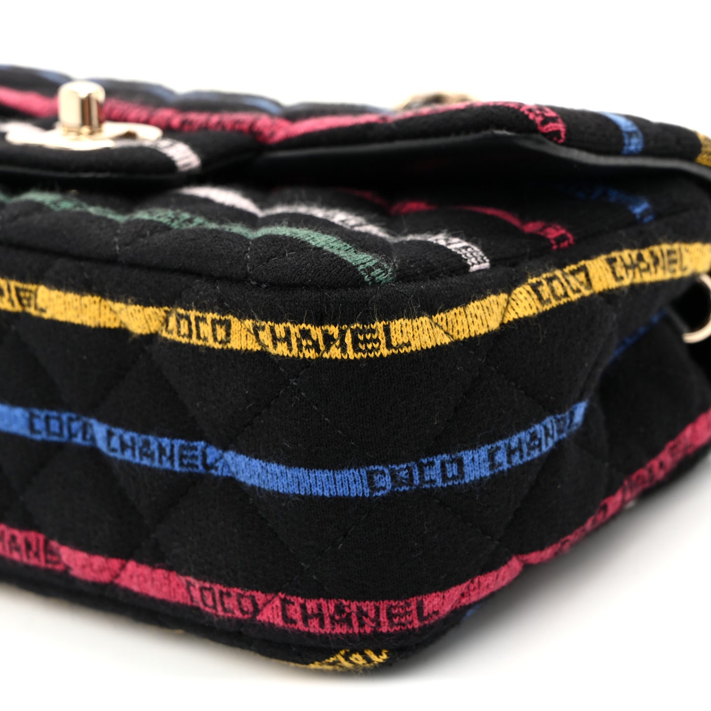 Jersey Quilted Mini Rectangular Flap Black Multicolor