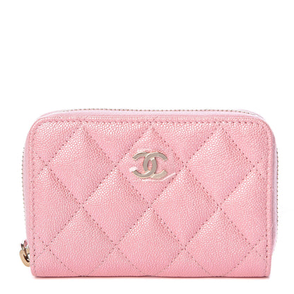 Chanel Iridescent Caviar Quilted Zip Coin Purse Pink 1 of 8