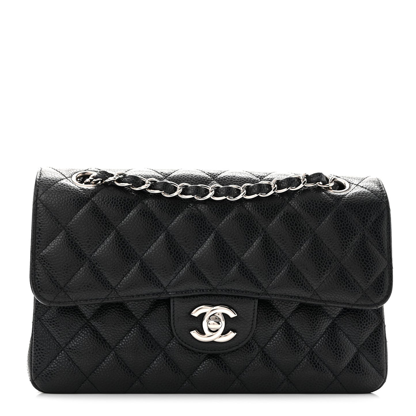 Caviar Quilted Small Double Flap Black