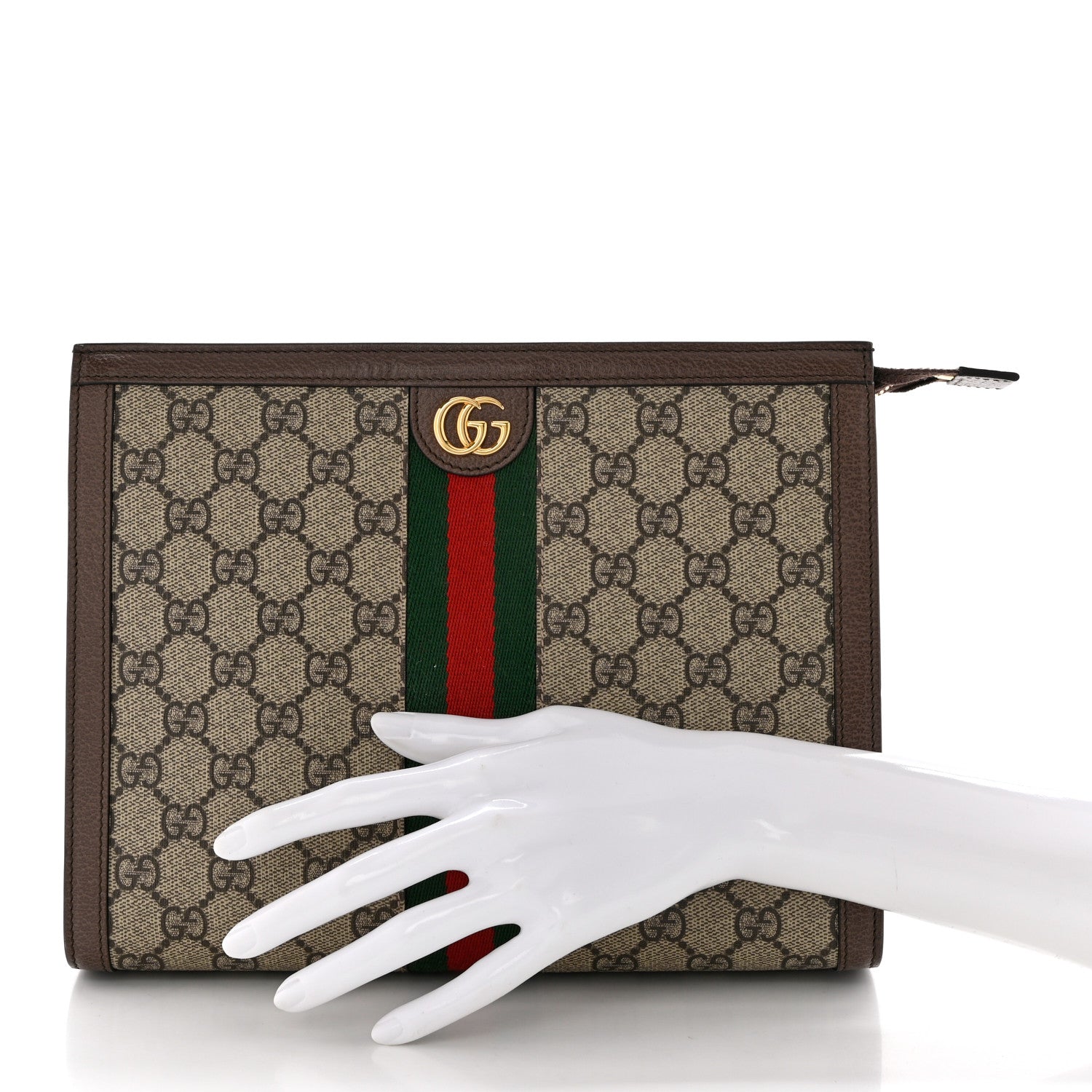 Gucci GG Supreme Monogram Web Ophidia Pouch Brown 2 of 7