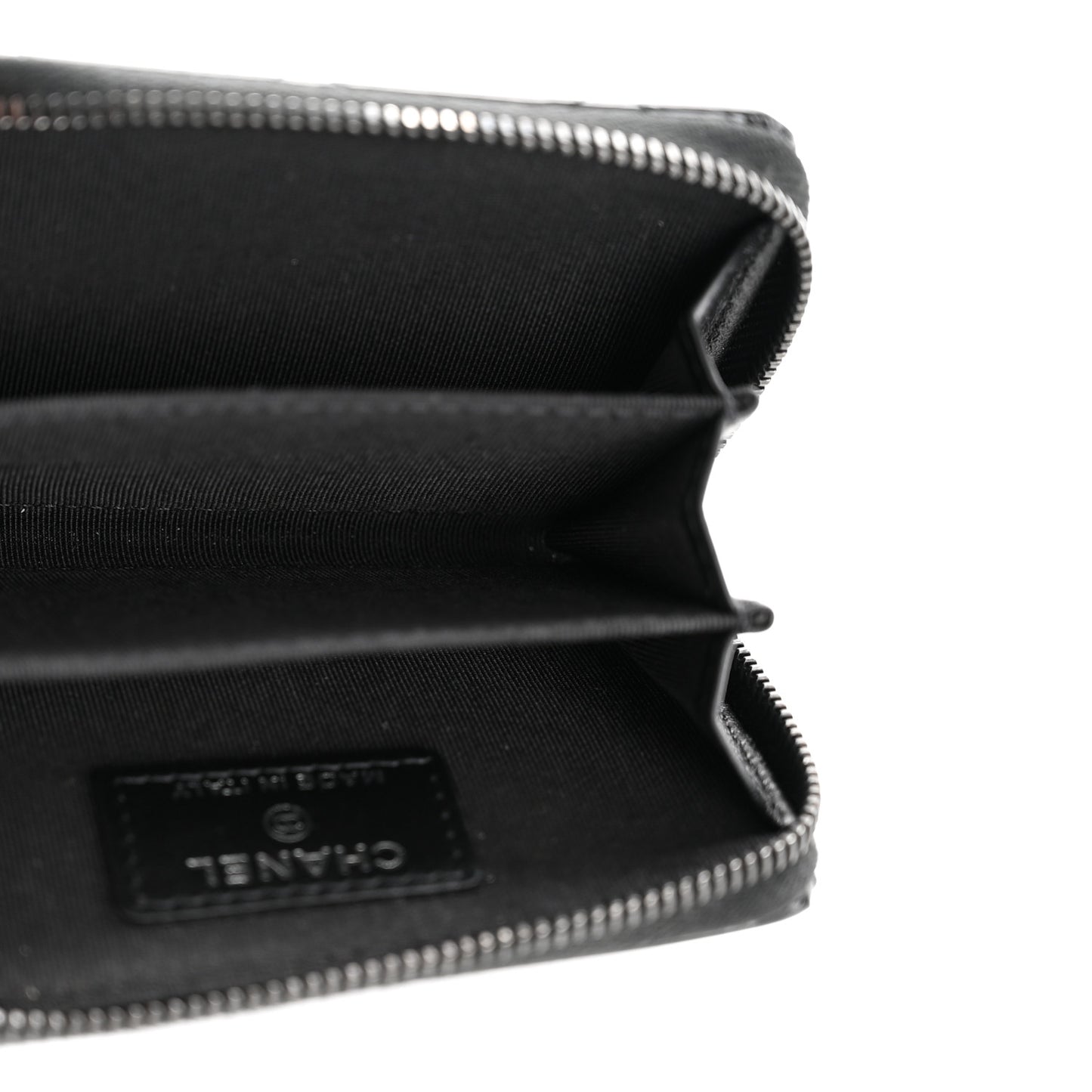 Patent Calfskin Quilted Zip Coin Purse Wallet So Black