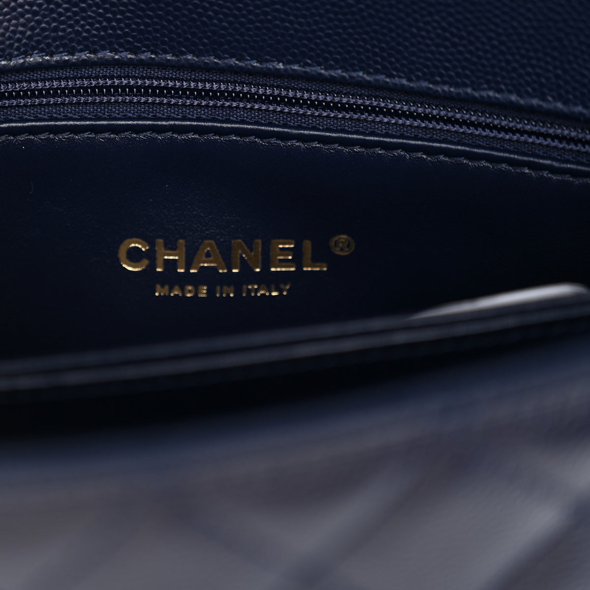 Caviar Quilted Mini Coco Handle Flap Navy Blue