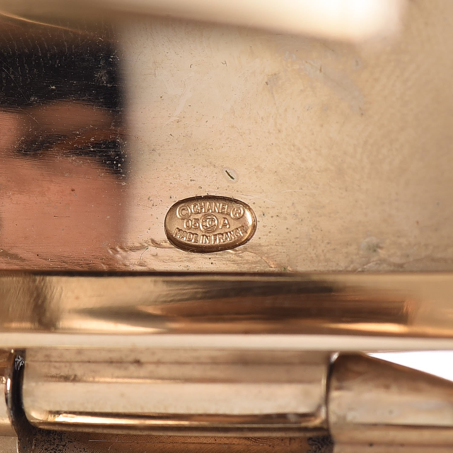 Chanel Resin Enamel Crystal CC Cuff Beige 4 of 6