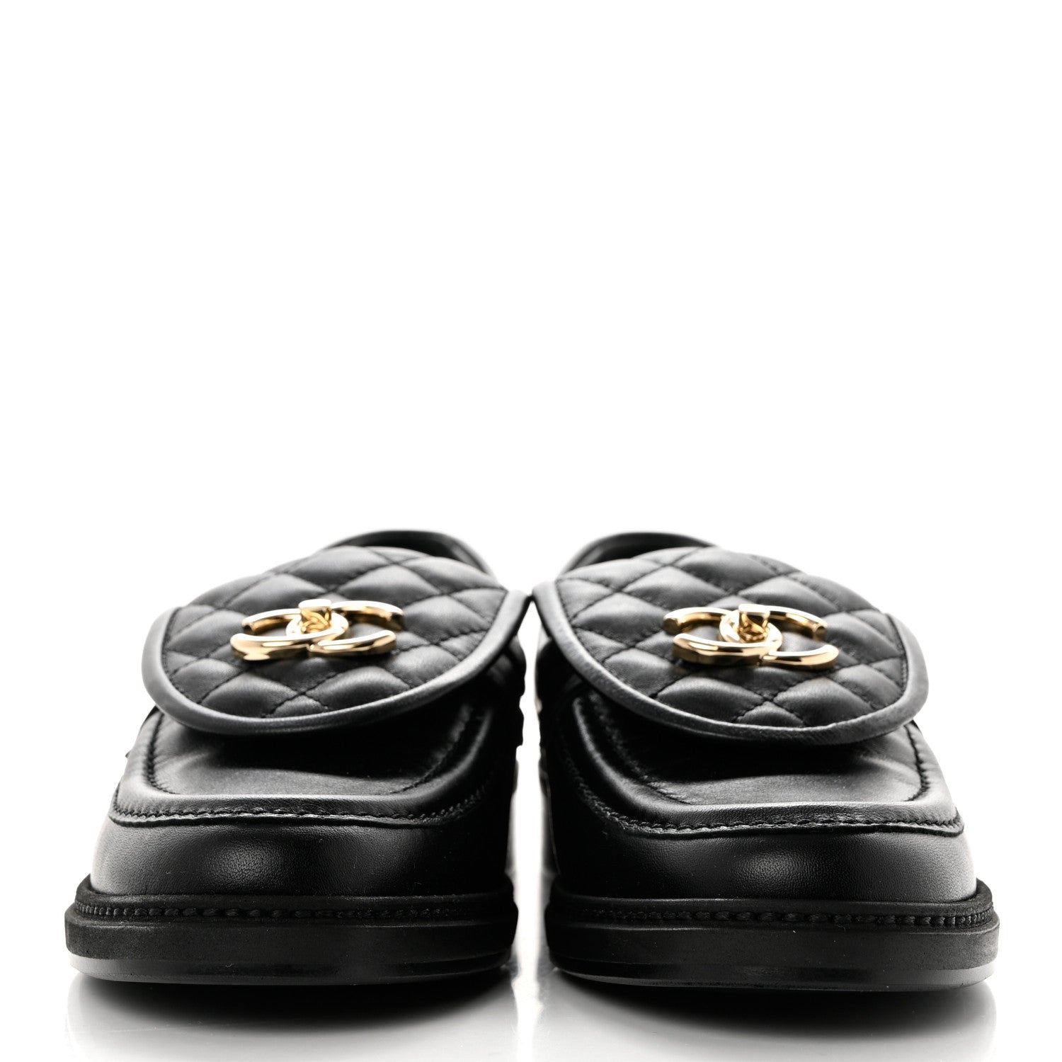 Chanel Lambskin Quilted CC Turnlock Loafers 38 Black 2 of 9