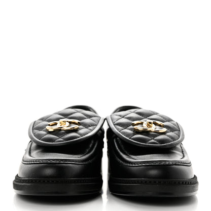 Chanel Lambskin Quilted CC Turnlock Loafers 38 Black 2 of 9
