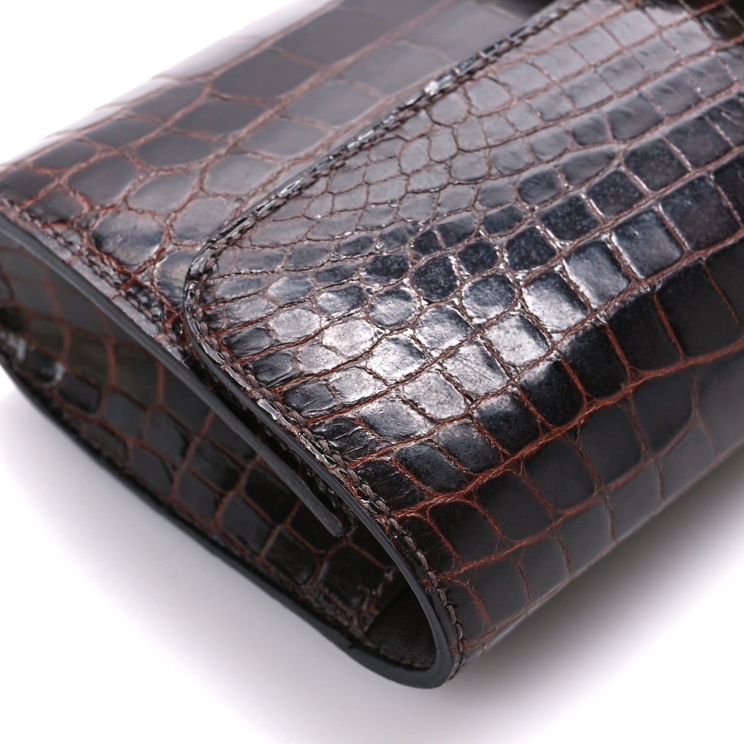 Hermes Shiny Niloticus Crocodile Egee Clutch Bordeaux 8 of 10