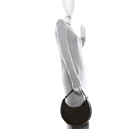 Fendi Fabric Jacquard Vitello Grace FF 1974 Small Fendigraphy Hobo Bag Tobacco Moro Ebano 2 of 10