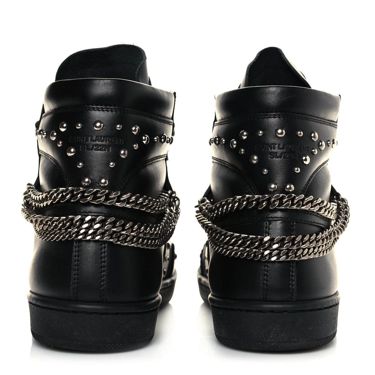 Calfskin Saint Lauren Stud Wolly SL-22 High Top Sneakers 37 Black