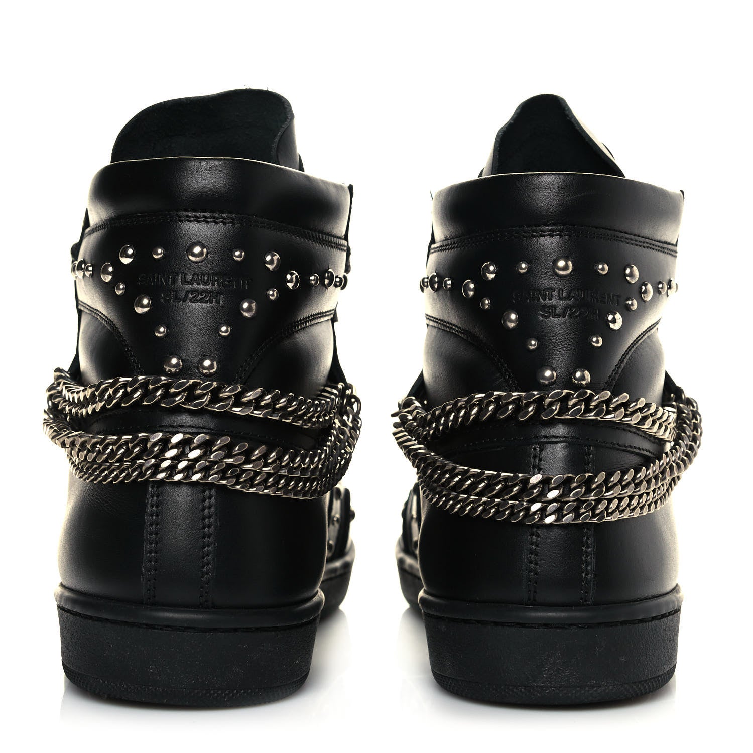 Saint Laurent Calfskin Saint Lauren Stud Wolly SL-22 High Top Sneakers 37 Black 6 of 8