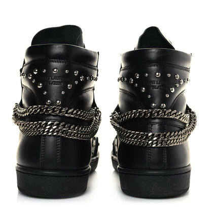 Saint Laurent Calfskin Saint Lauren Stud Wolly SL-22 High Top Sneakers 37 Black 6 of 8