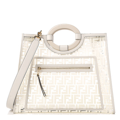 Fendi TPU FF Vitello Century Plexiglass Medium Runaway Shopper Tote White 1 of 8
