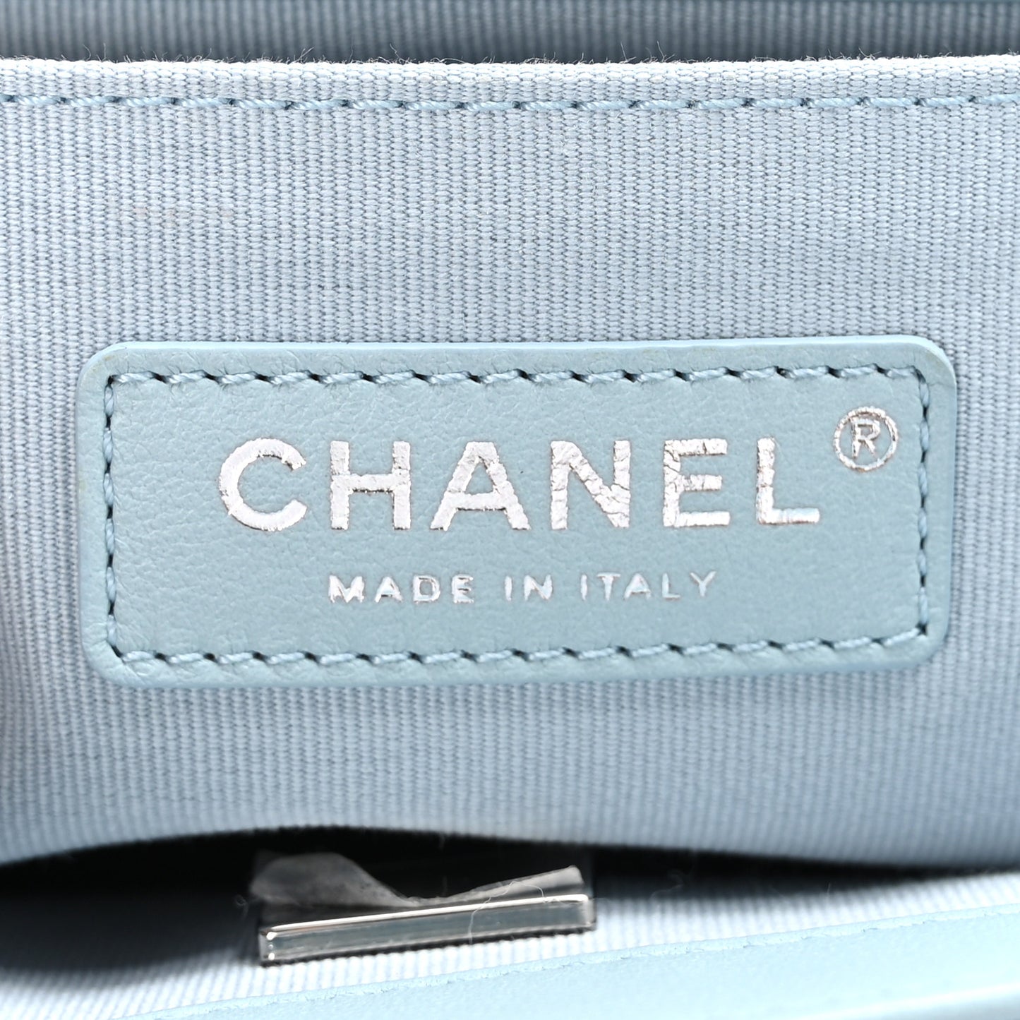 Lambskin Quilted Small Boy Flap Light Blue