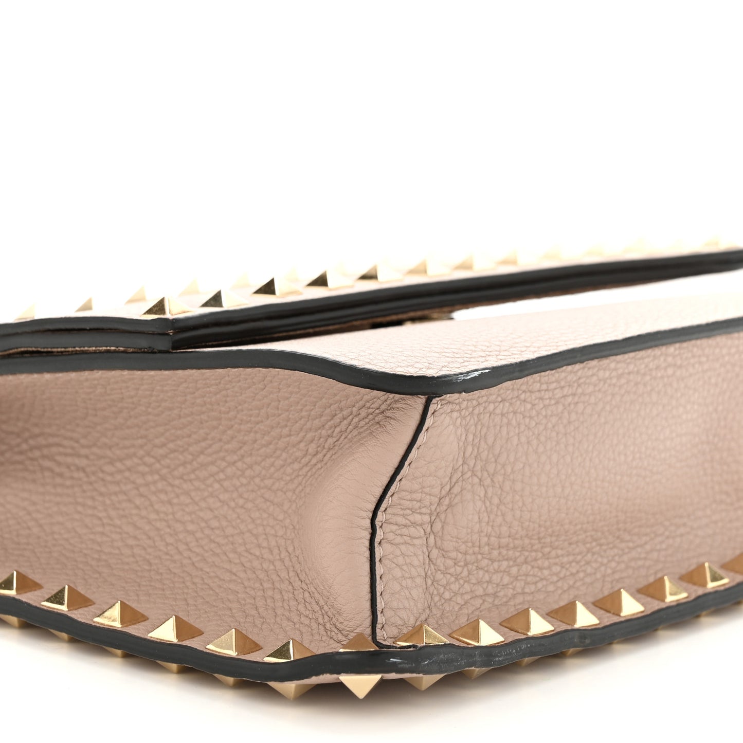 Grained Calfskin Small Rockstud Flap Crossbody Bag Poudre