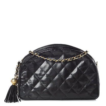 Chanel Lizard Quilted Small Tassel Camera Case Black 1 of 16