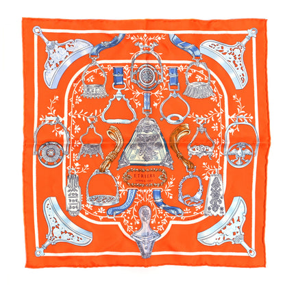 Hermes Silk Etriers Remix Scarf 45 Orange Ciel 1 of 12
