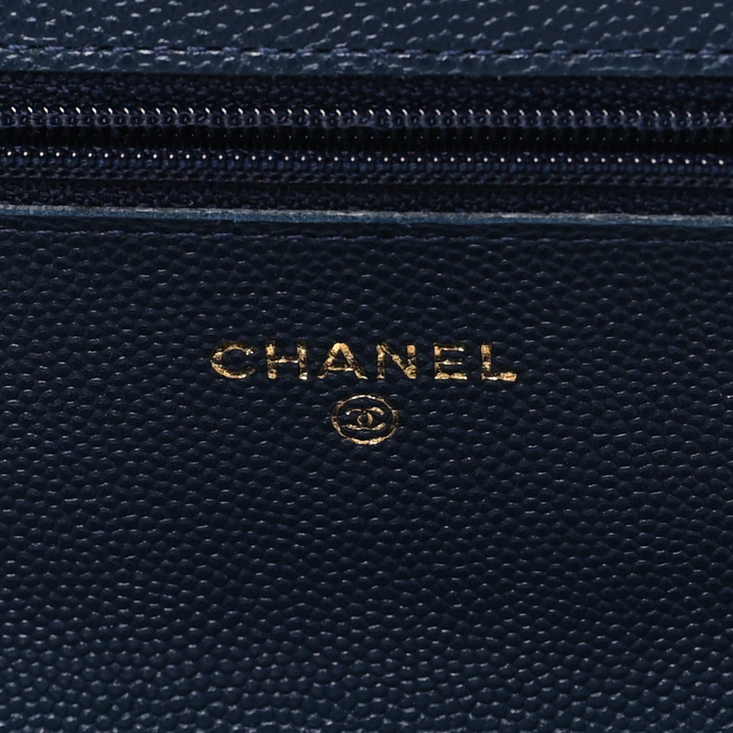 Caviar Quilted Wallet on Chain WOC Navy Blue
