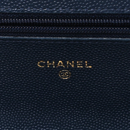 Chanel Caviar Quilted Wallet on Chain WOC Navy Blue 6 of 11